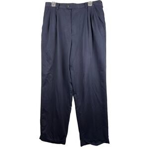 Izod Pants Men 34x32-Golf Navy Blue Pleated Cuffed Chino